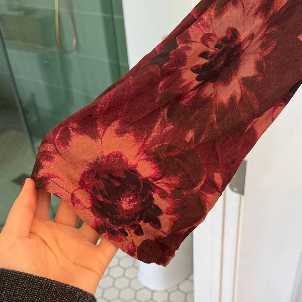 ASOS DESIGN Red Blurred Floral Maxi Dress - Picture 3 of 4